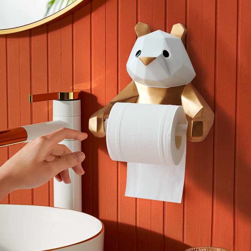 Resin Panda Figurin Roll Toilet Tissue holder