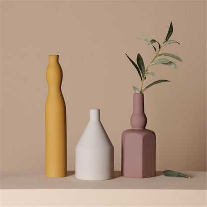 Nordic Geometric Irregular Morandi Vase Art