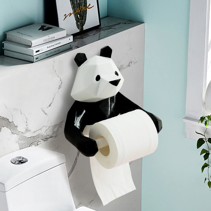 Resin Panda Figurin Roll Toilet Tissue holder