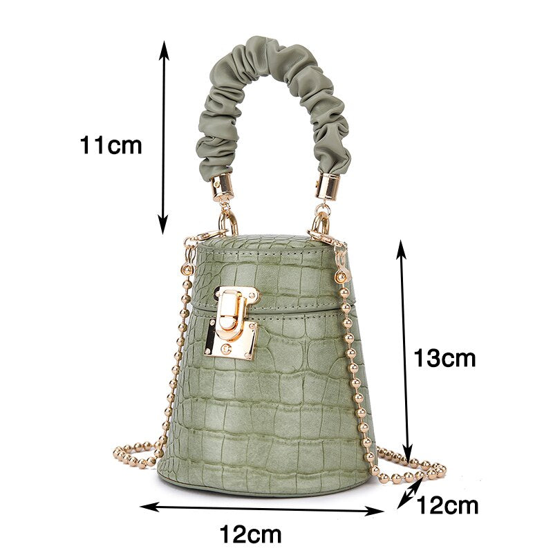Crocodile Pattern Small Bucket Bag