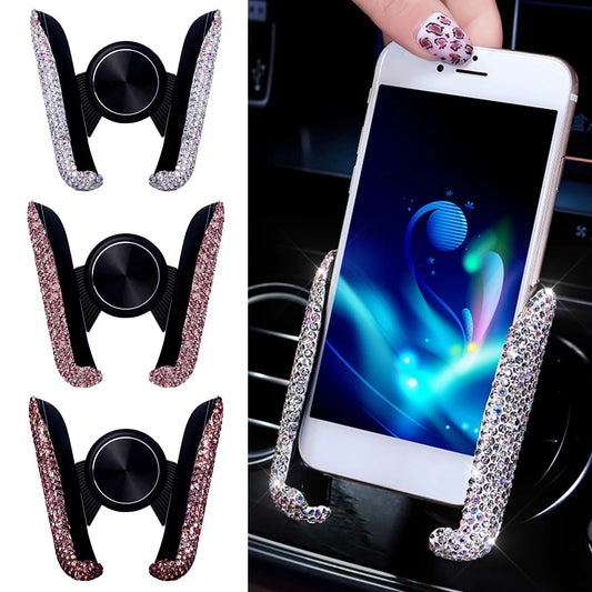 Crystal Car Air Vent Mount Clip Mobile Phone Holder Stand in Car Bracket