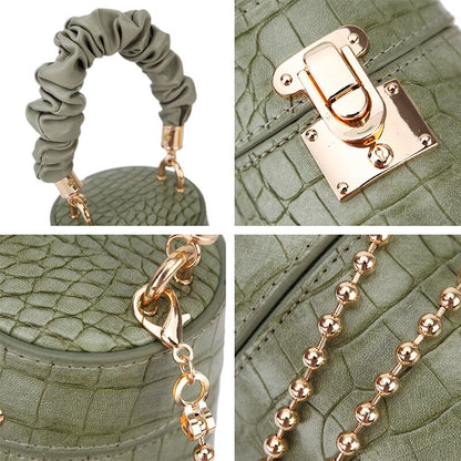 Crocodile Pattern Small Bucket Bag