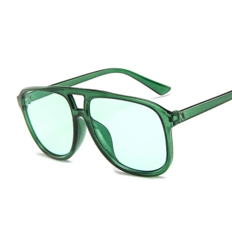 Green Oversized Pilot Sunglasses