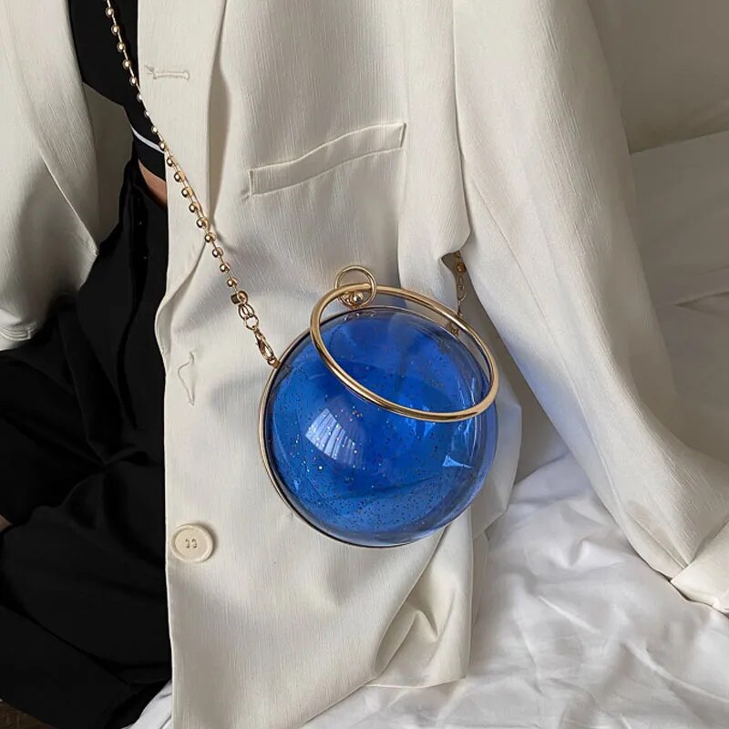 Spherical Clutch Pack Evening Handbag Chain Shoulder Bags
