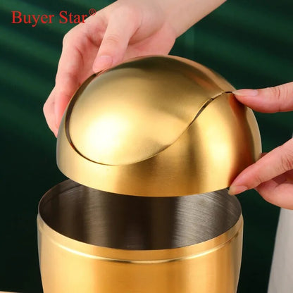 Metal Waste Bin Desktop Garbage Egg shaped