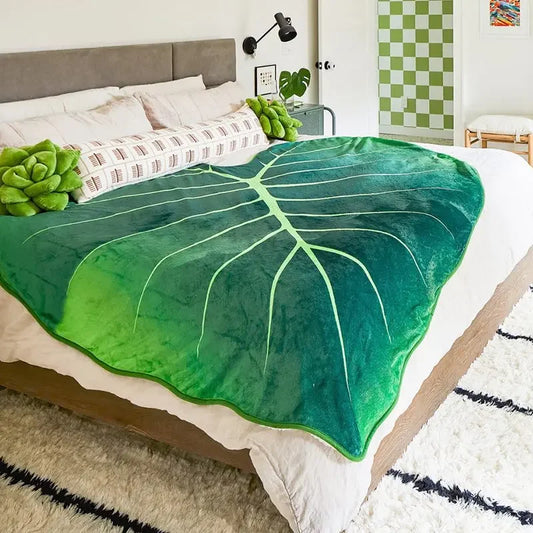 Soft Giant Leaf Blanket for Bed Sofa Gloriosum Plant Blanket