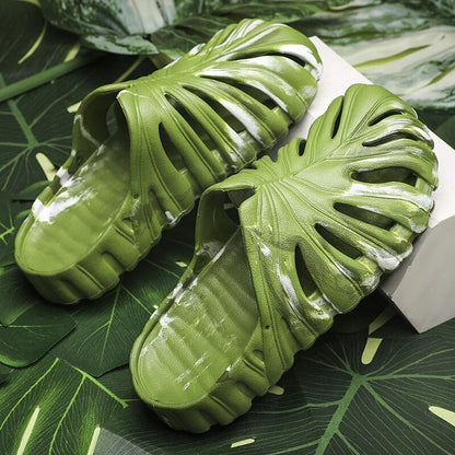 Monstera Plant Slides for Men Summer Women Outdoor Slippers