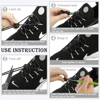 Sneaker ShoeLaces Elastic No Tie Shoe Laces Stretching Lock Lazy Quick Rubber Shoestrings