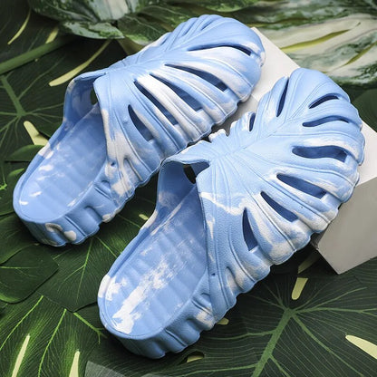 Monstera Plant Slides for Men Summer Women Outdoor Slippers