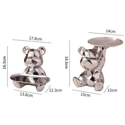 Geometric shape ceramic electroplating statue bear