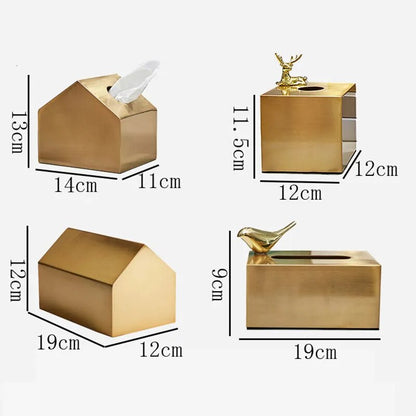 Tissue Box Golden Creative Geometric Square