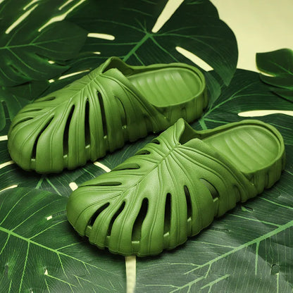 Monstera Plant Slides for Men Summer Women Outdoor Slippers