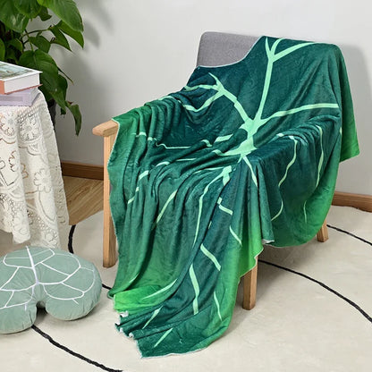 Soft Giant Leaf Blanket for Bed Sofa Gloriosum Plant Blanket