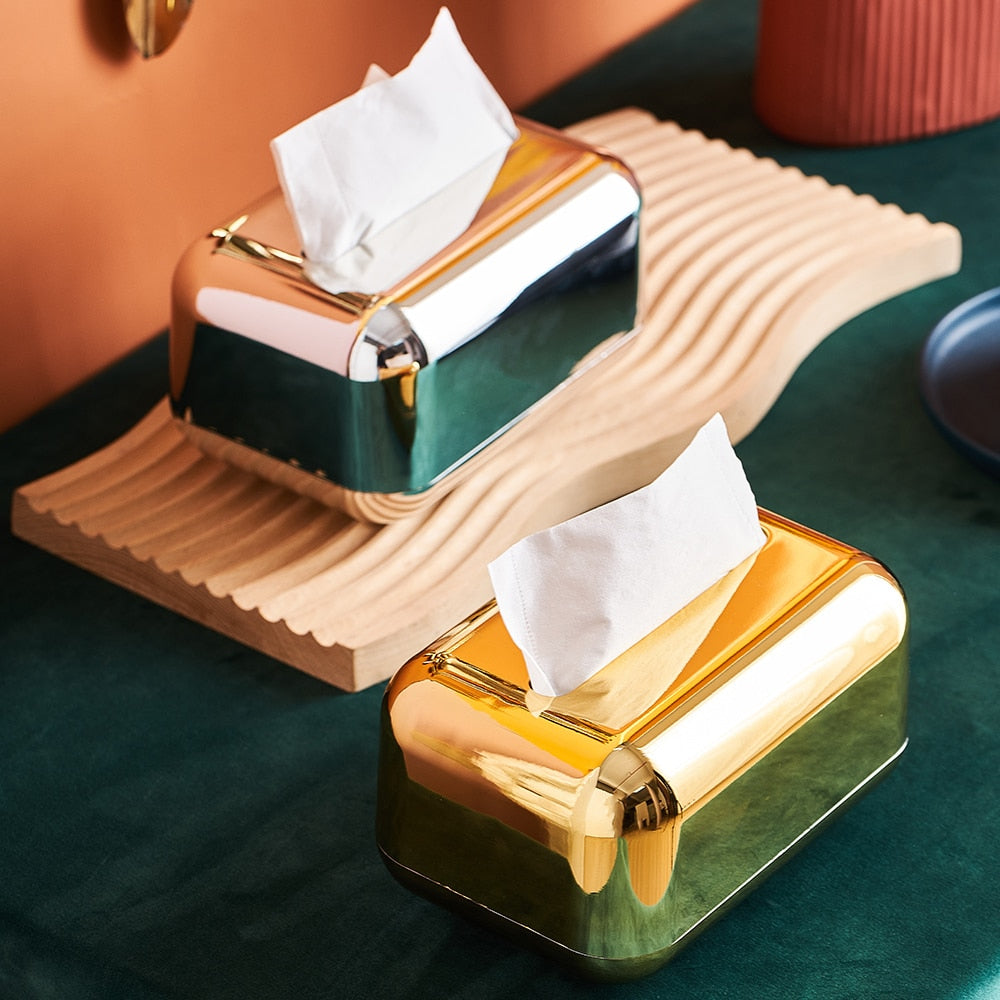 Golden Tissue Boxes Storage