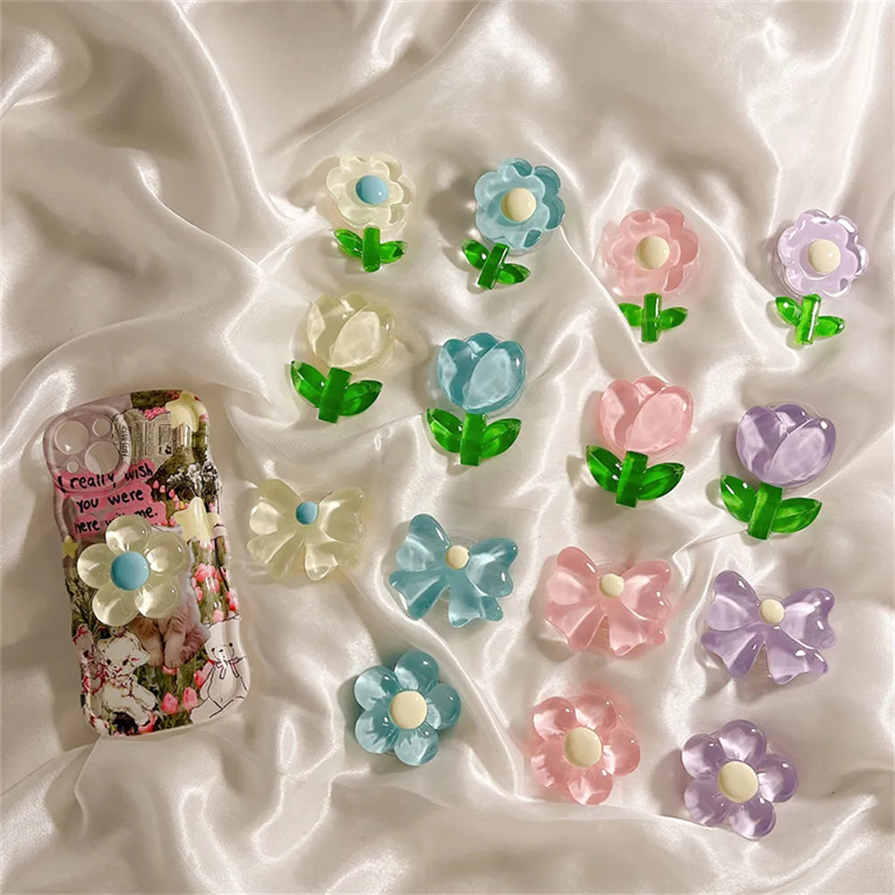 Crystal Flower Clear Bracket Phone Grip Tok Griptok