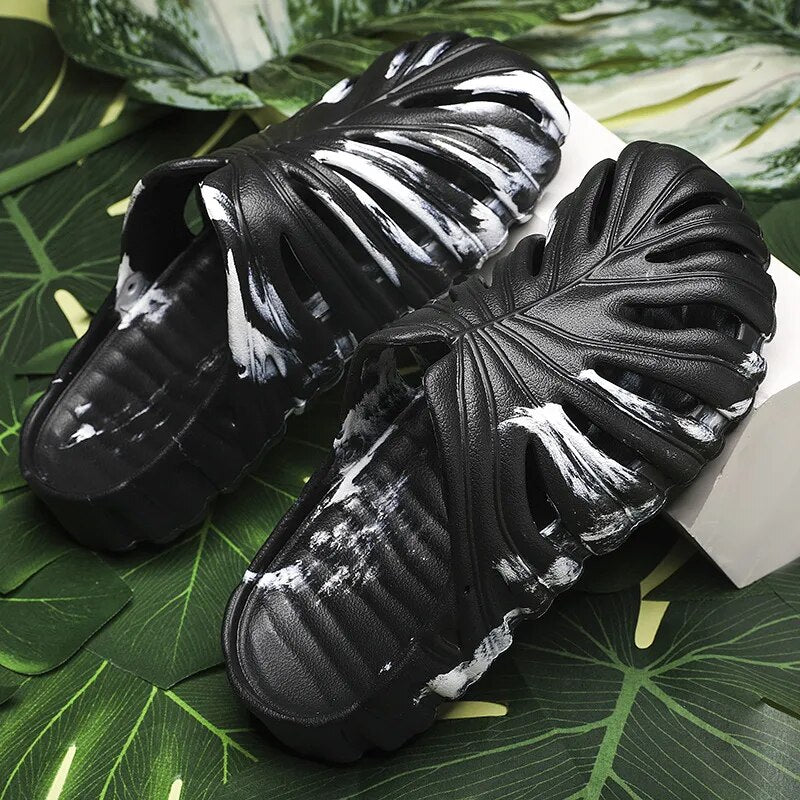 Monstera Plant Slides for Men Summer Women Outdoor Slippers