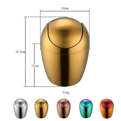 Metal Waste Bin Desktop Garbage Egg shaped