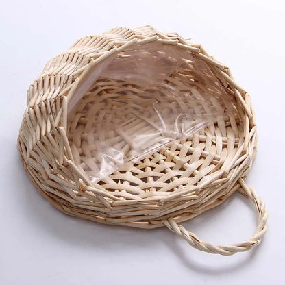 Hand Made Wicker Rattan Flower Planter Wall Hanging