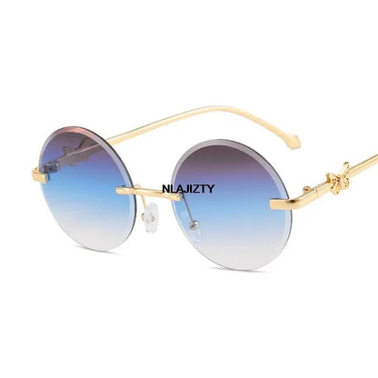 Vintage Retro Rimless Round Women Sunglasses