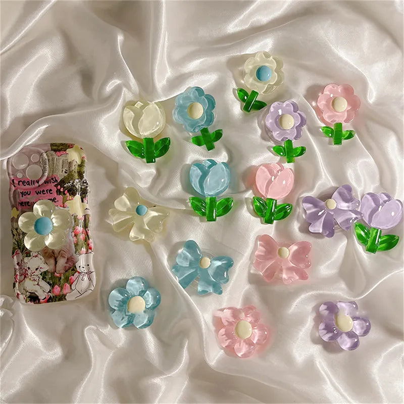 Crystal Flower Clear Bracket Phone Grip Tok Griptok