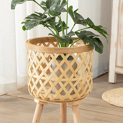 Bamboo Woven Flower Pot with Stand