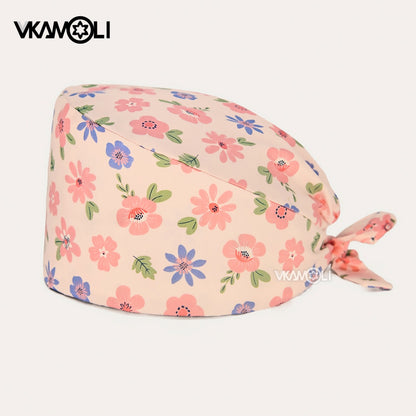 Women's Cotton scrubs caps weat-absorbent Elastic hat