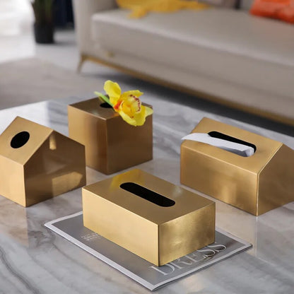 Tissue Box Golden Creative Geometric Square