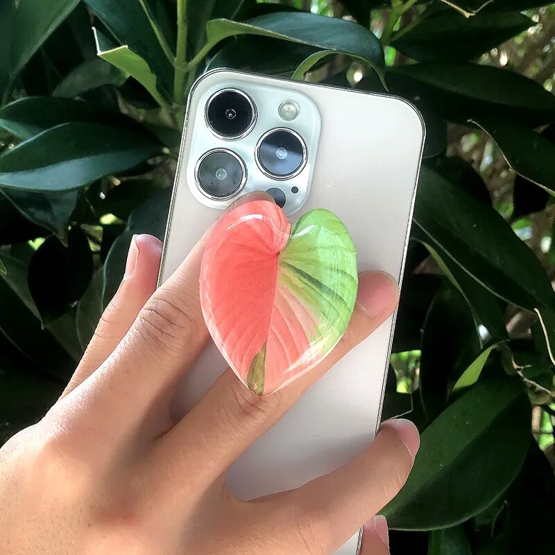 Plant Socket Folding Grip Tok Pretty Leaf Acrylic Phone Holder