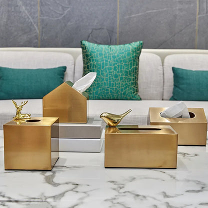 Tissue Box Golden Creative Geometric Square