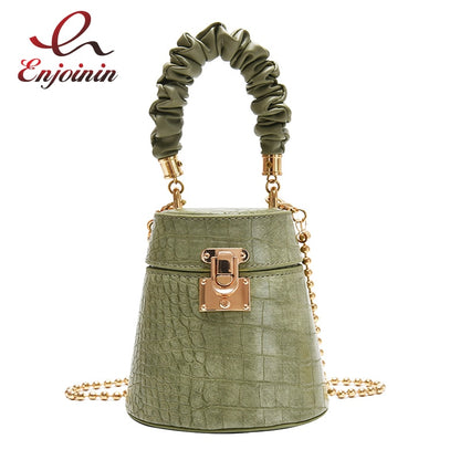 Crocodile Pattern Small Bucket Bag