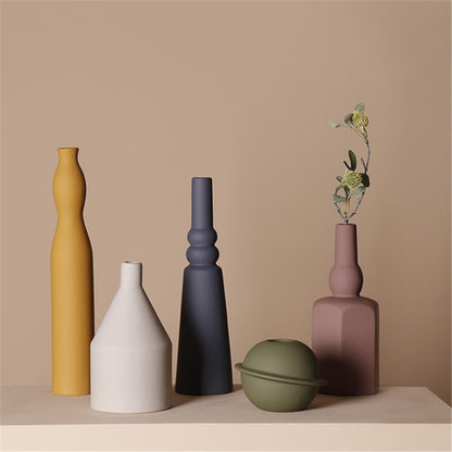 Nordic Geometric Irregular Morandi Vase Art