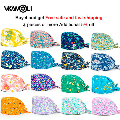 Women's Cotton scrubs caps weat-absorbent Elastic hat